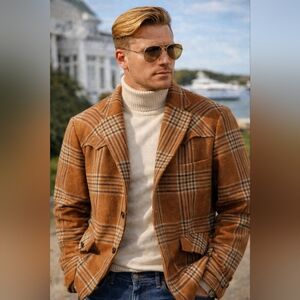 Sale!✨️BNWOT RRL Orange Plaid Western Sport Coat